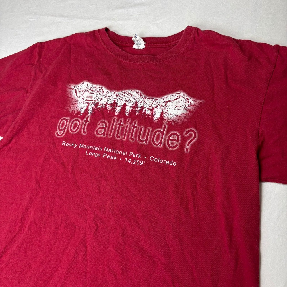 VTG Rocky Mountain National Park Graphic T-Shirt Mens L Red Got Altitude
